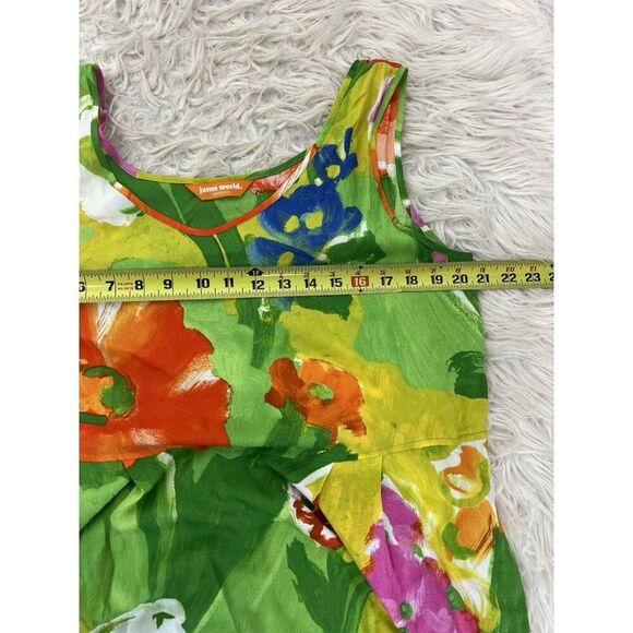Jams World Janice Green Floral Midi Dress Valleyview Print Pockets Size Large - Picture 4 of 15